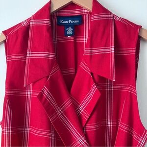 Evan Picone Linen Sleeveless Wrap Dress Red Shirtdress